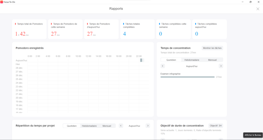 Screenshot page rapport des tâches 